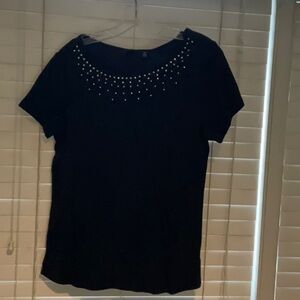 Rafaella Black Studded Short Sleeve Top